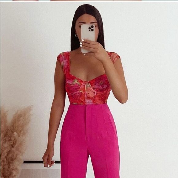 ZARA Floral Cropped Tulle Corset Top - Picture 2 of 7